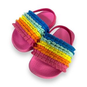 WONDER NATION Toddler Baby Girls Multicolor Ruffled Sandals Kids Shoes Size 4